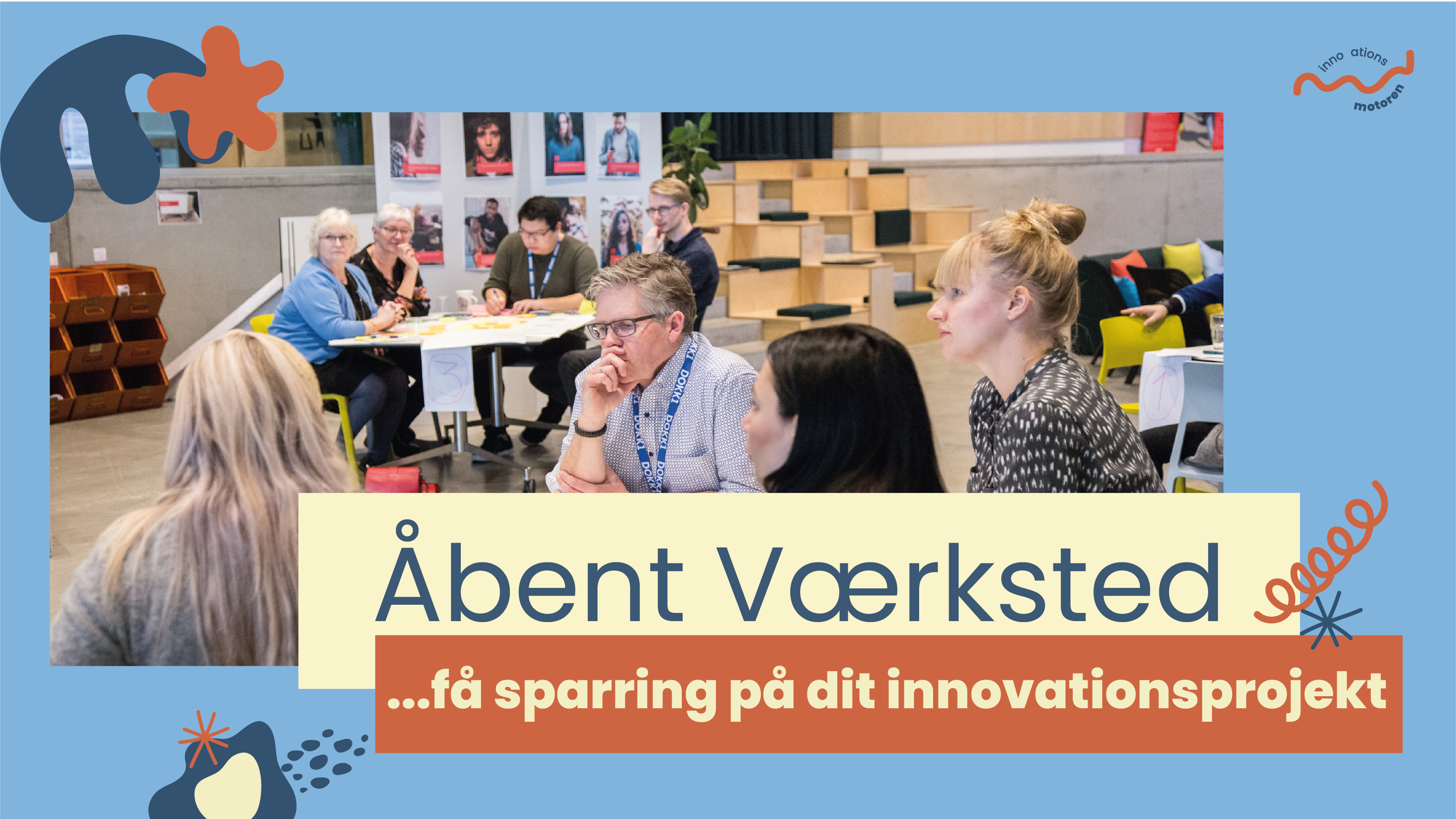 Banner med billede af mennesker, der arbejder ved et bord